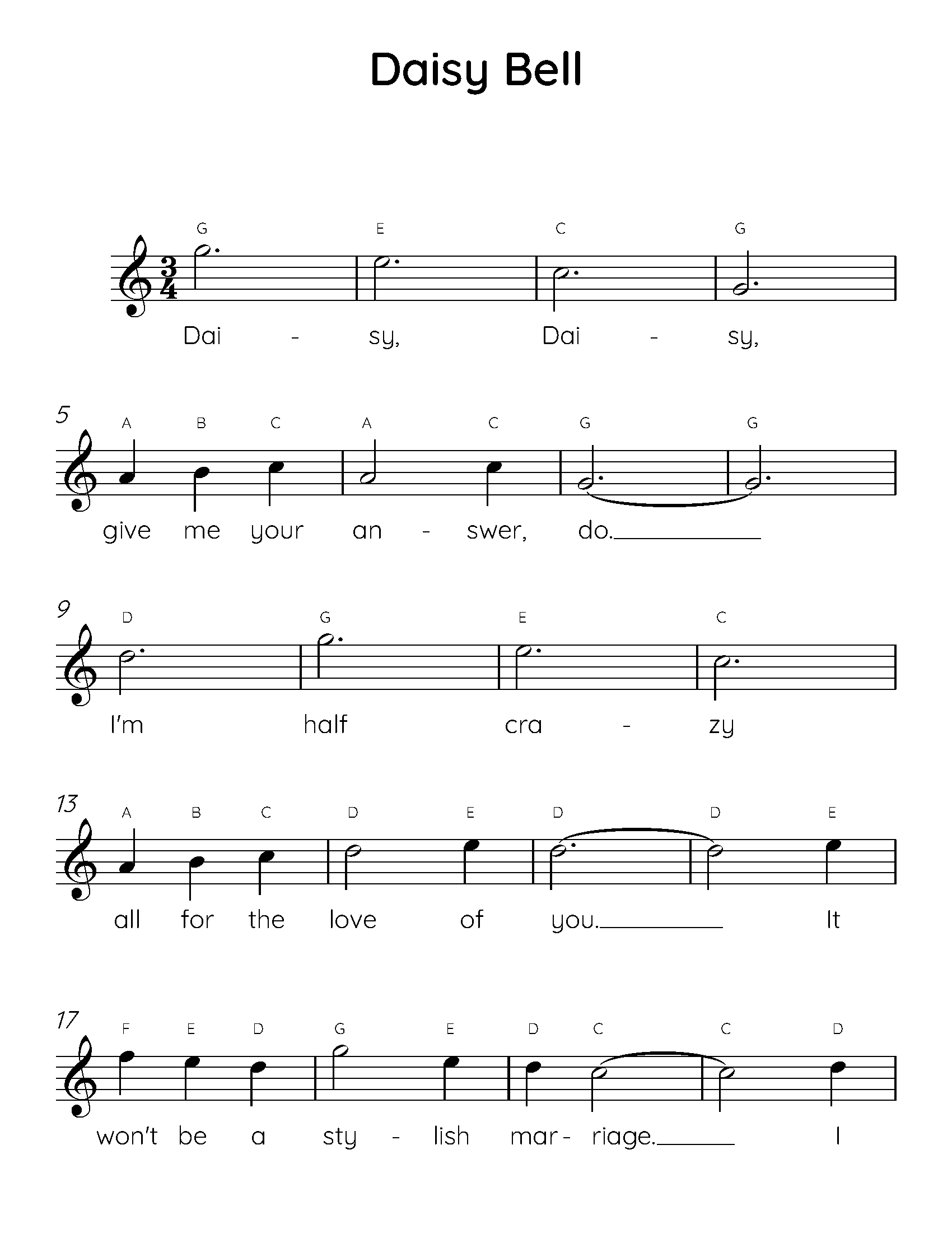 デイジーベル 簡単ピアノ楽譜デイジーベル 簡単ピアノ楽譜  