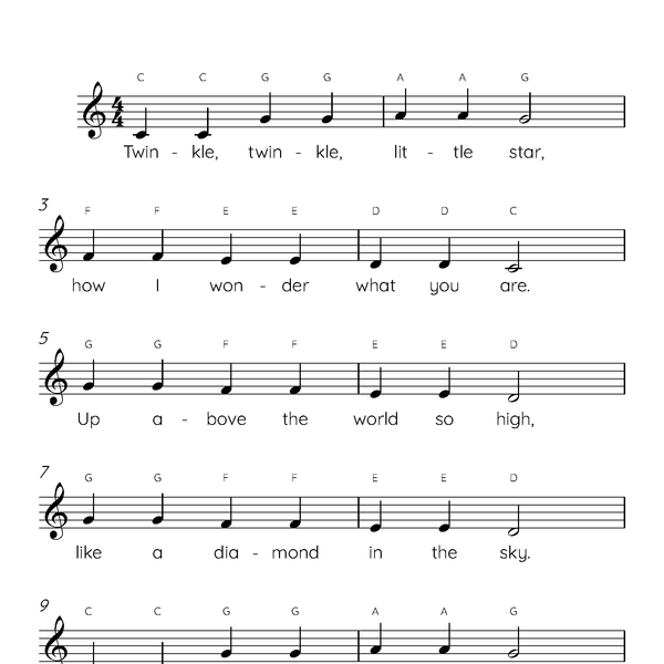 Easy piano twinkle twinkle sales