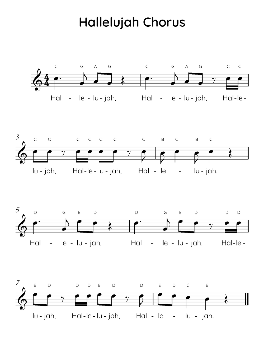 Hallelujah Chorus Easy Piano Sheet Music 8176