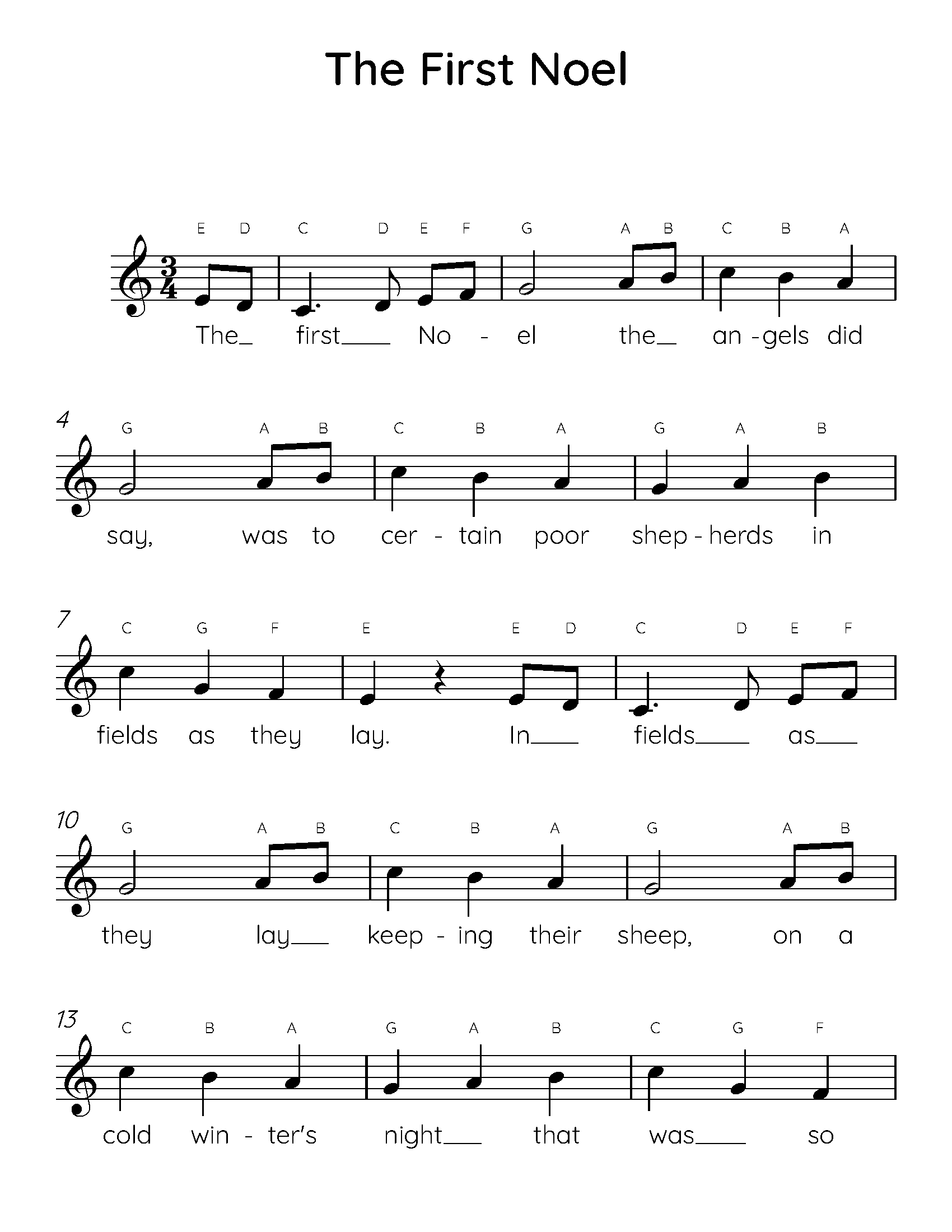 The First Noel Easy Piano Sheet Music